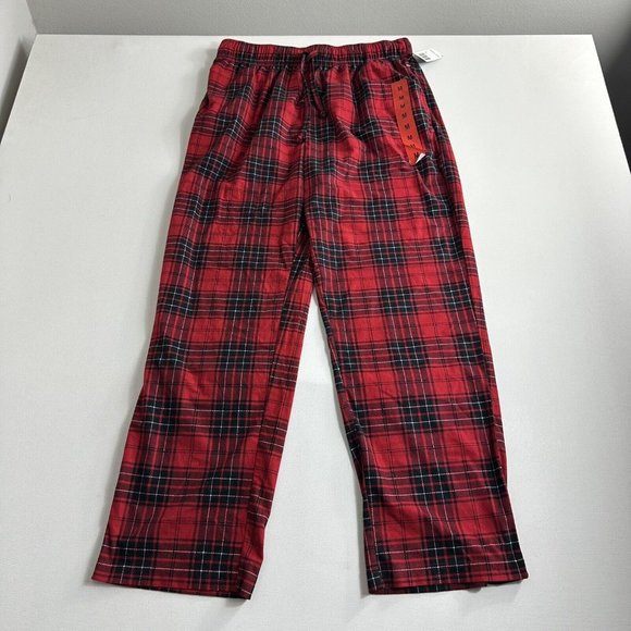 Nautica Men's Sueded Fleece Sleepwear‎ Pants Nautica Red Plaid Sweatpants - Picture 1 of 6